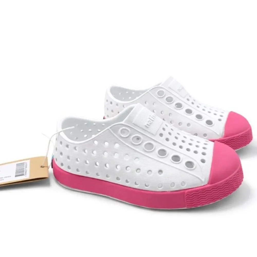 Native Jefferson Toddler Slip-On Water Shoes Shell White/Dazzle Pink C4 Lightwei